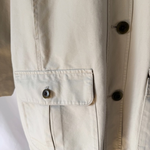 L.L. Bean Beige Utility Jacket with Brown Collar - Picture 3 of 7